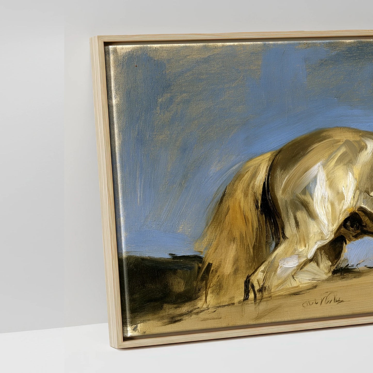 Wild Mountain Gallop - artwork detail in a natural float frame