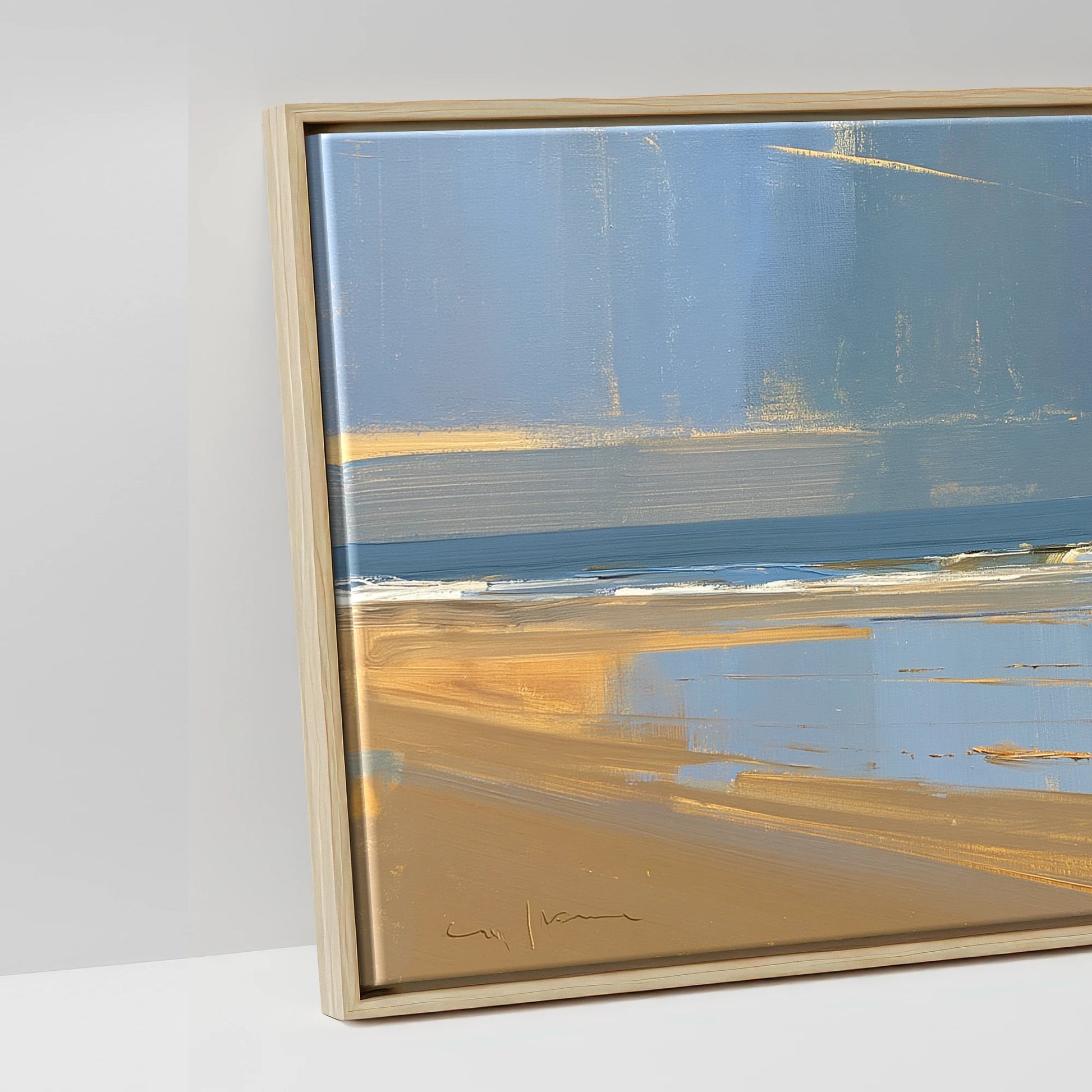 The Coastal String - artwork detail in a natural float frame