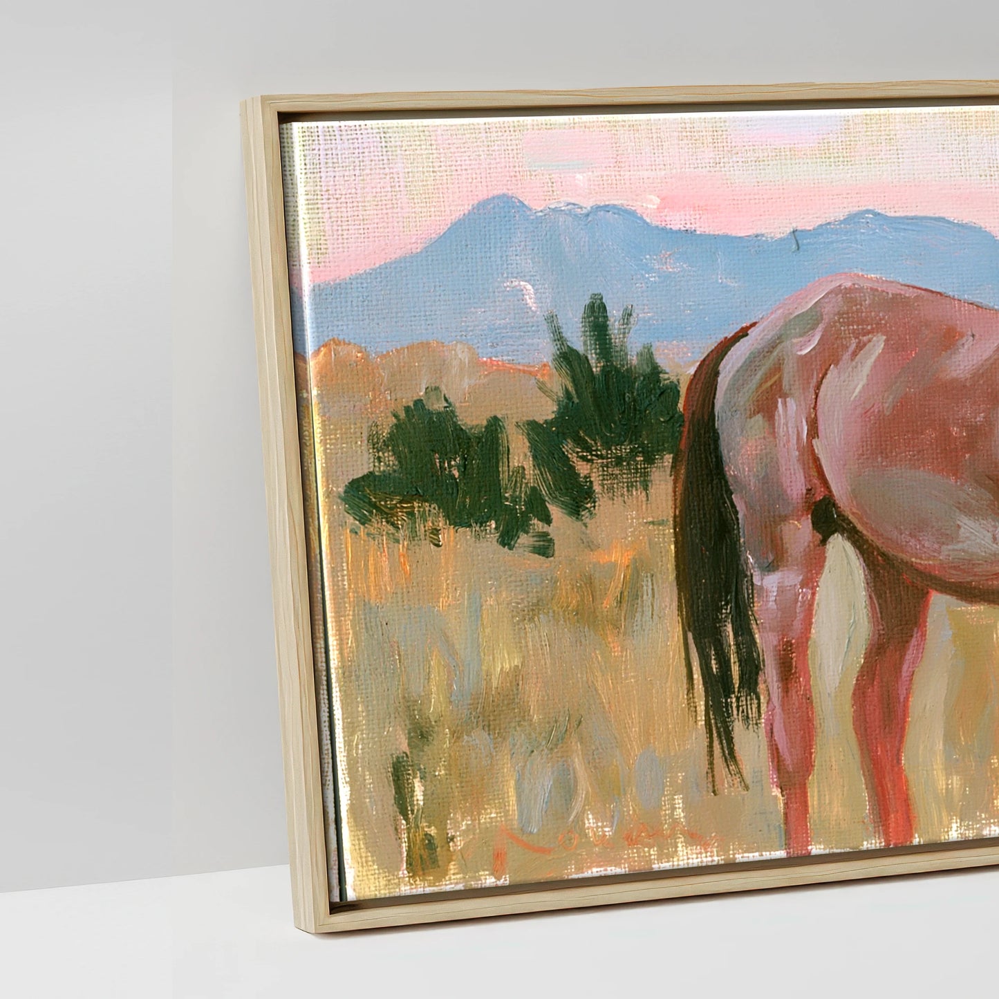 Pastel Mountain Morning - artwork detail in a natural float frame