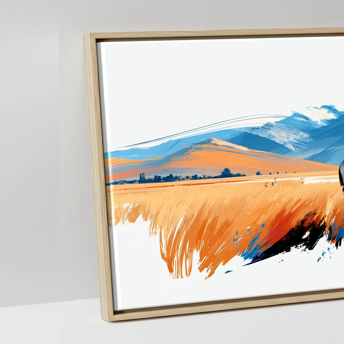 Painted Plains - artwork detail in a natural float frame