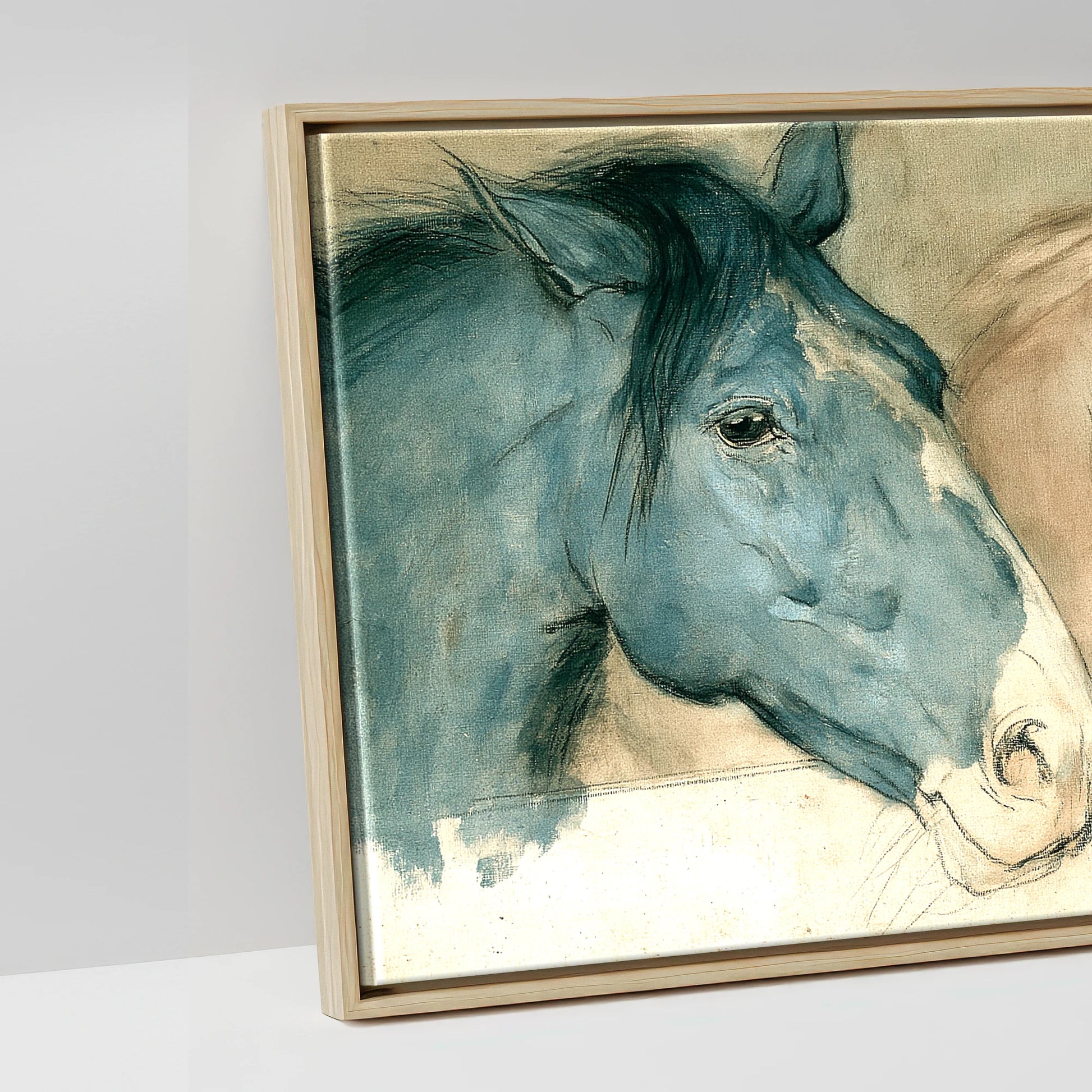 Stable Companions - artwork detail in a natural float frame