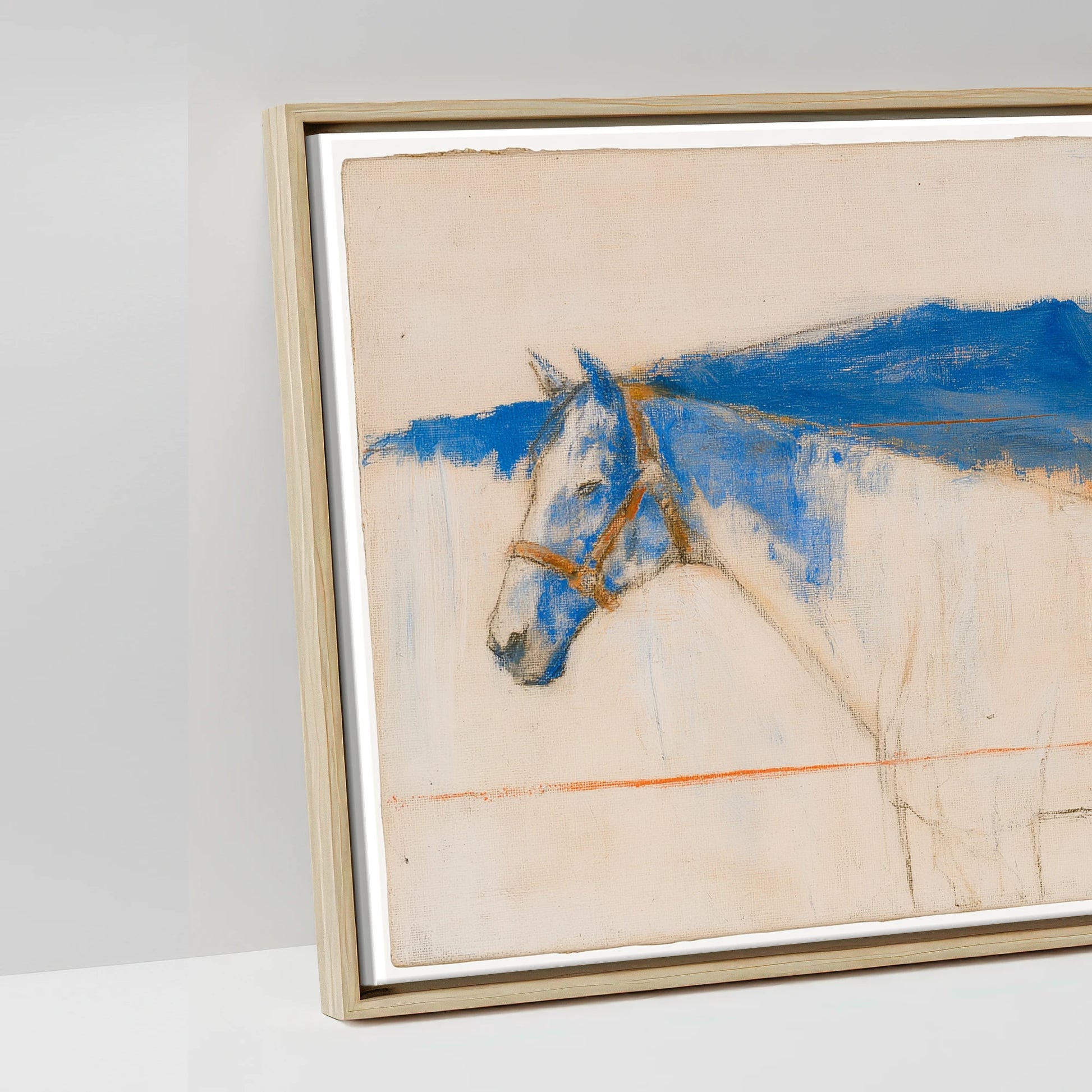 Abstract Ultramarine Horizon - artwork detail in a natural float frame