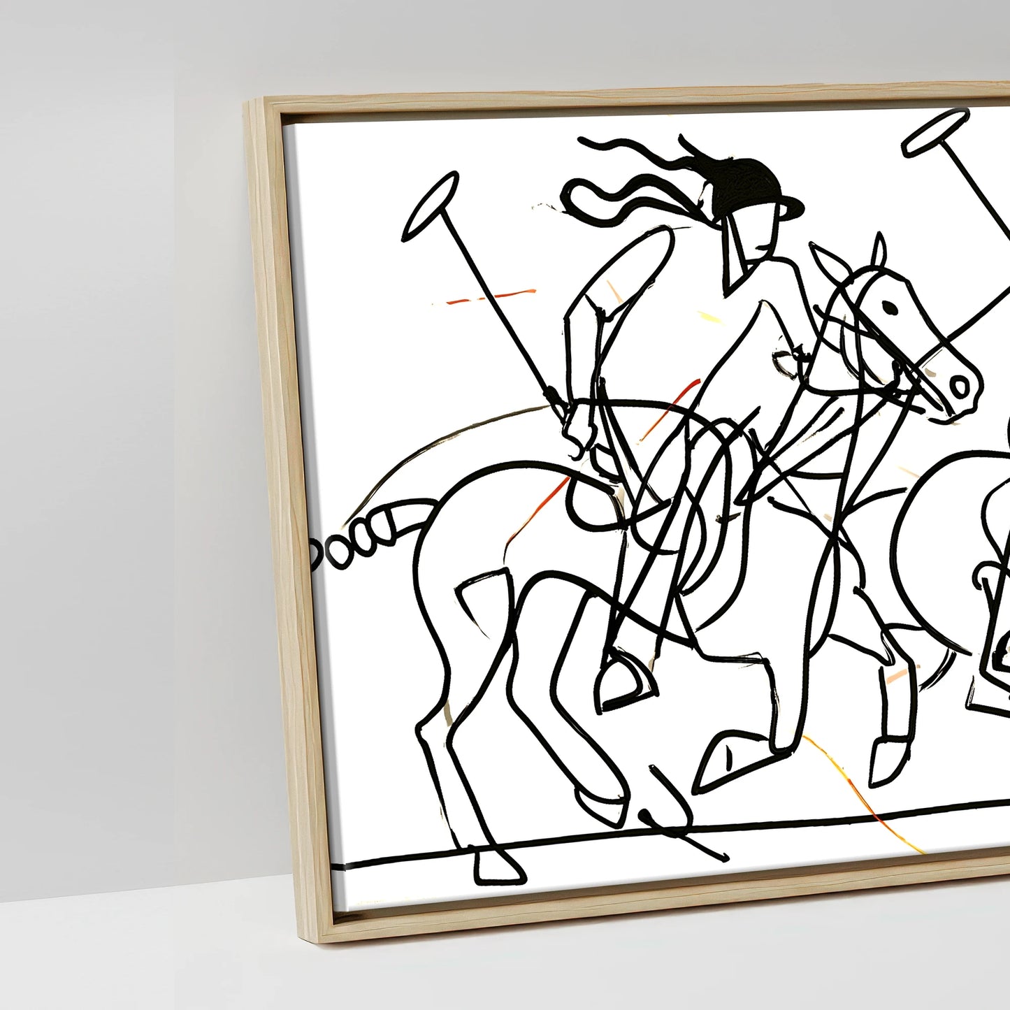 The Line of Play - artwork detail in a natural float frame