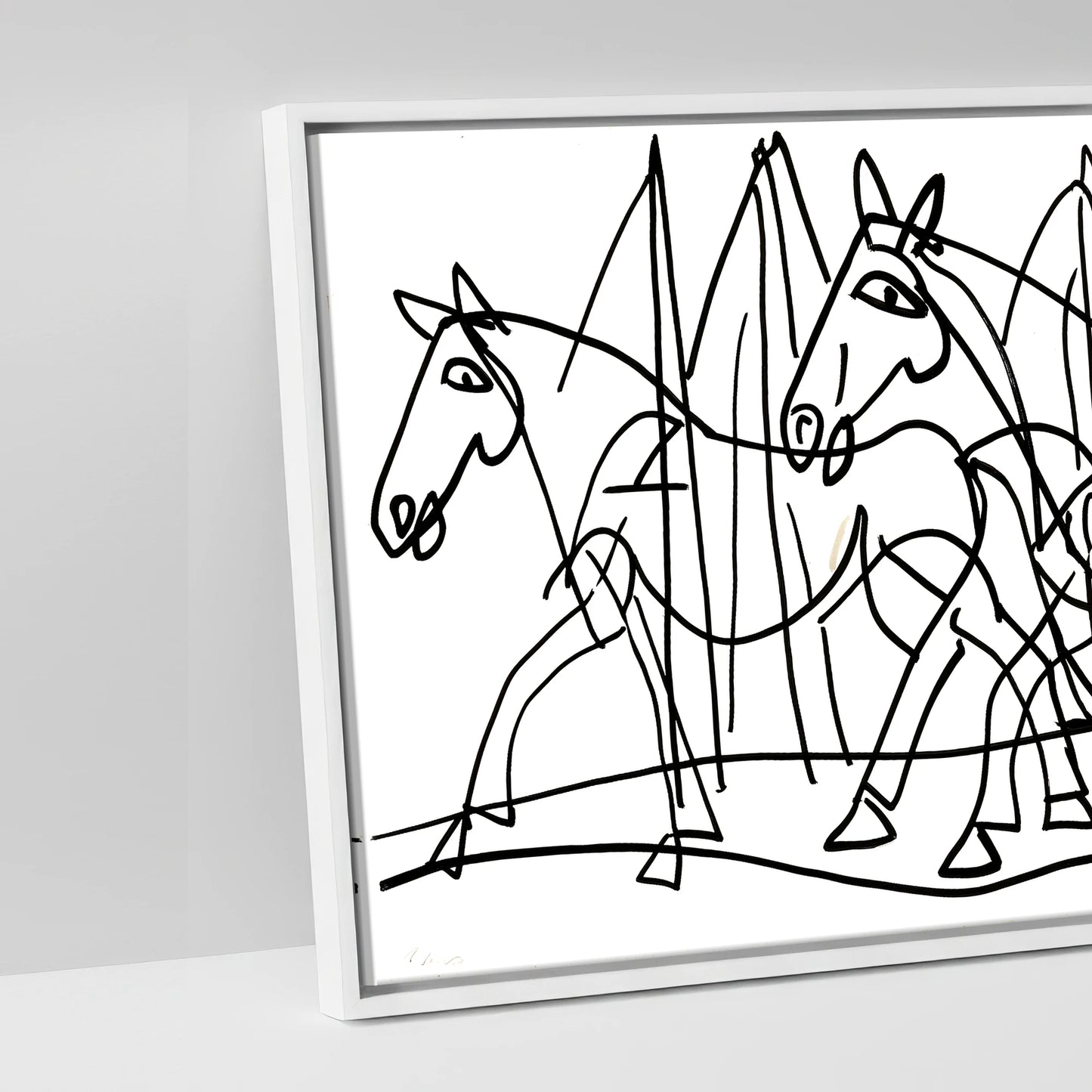 Abstract Equine Contours - artwork detail in a white float frame