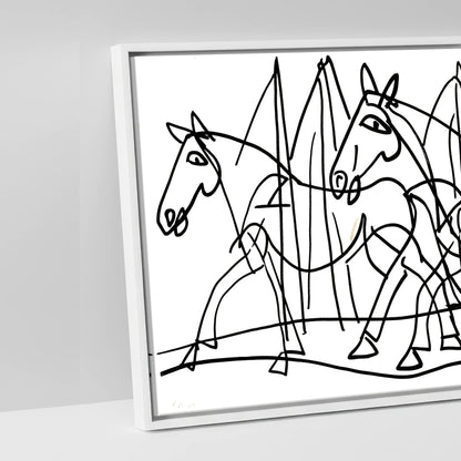 Abstract Equine Contours - artwork detail in a white float frame