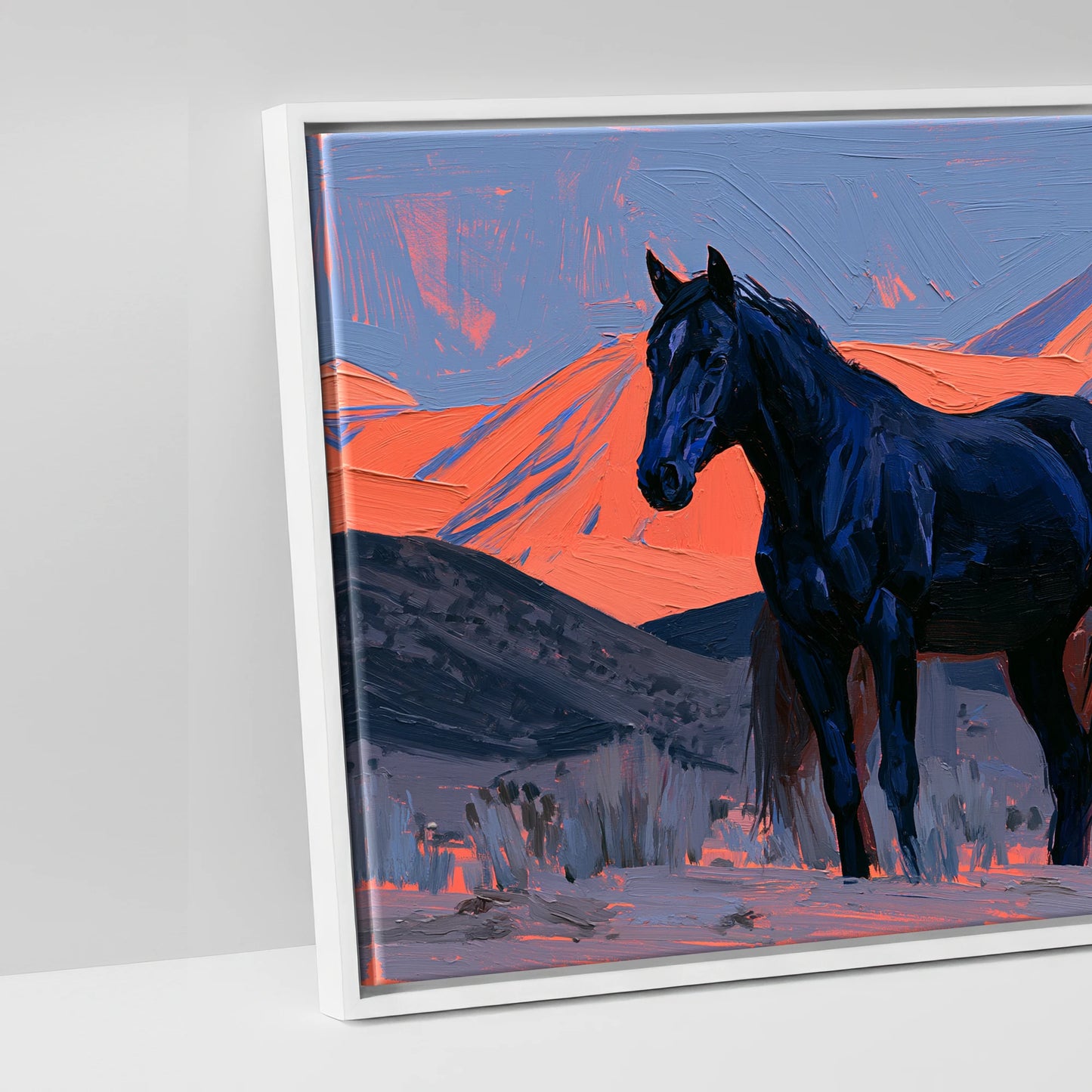 Horses of the Painted Ridge - artwork detail in a white float frame