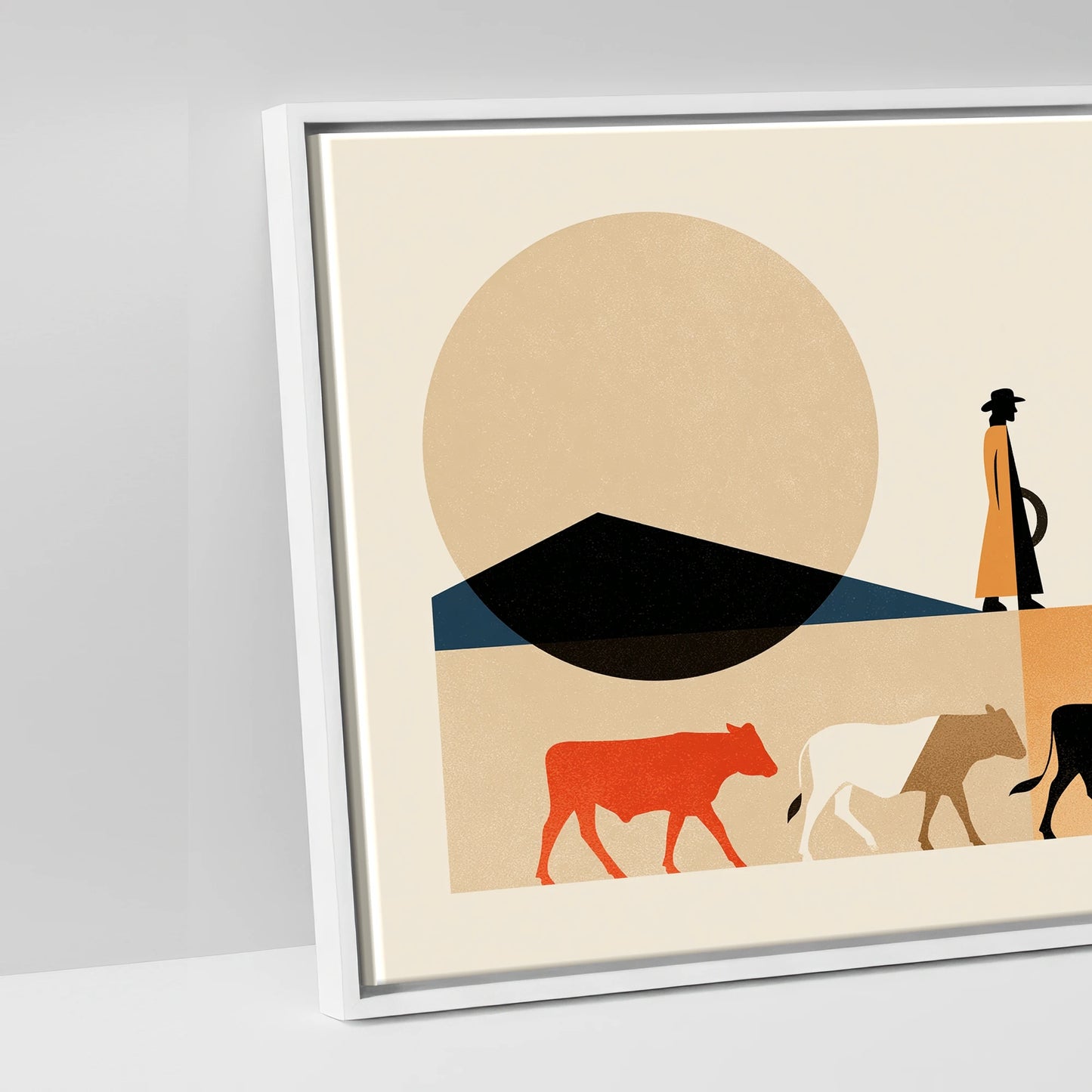 The Drover's Line - artwork detail in a white float frame