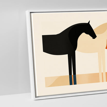 Geometric Equine Harmony - artwork detail in a white float frame