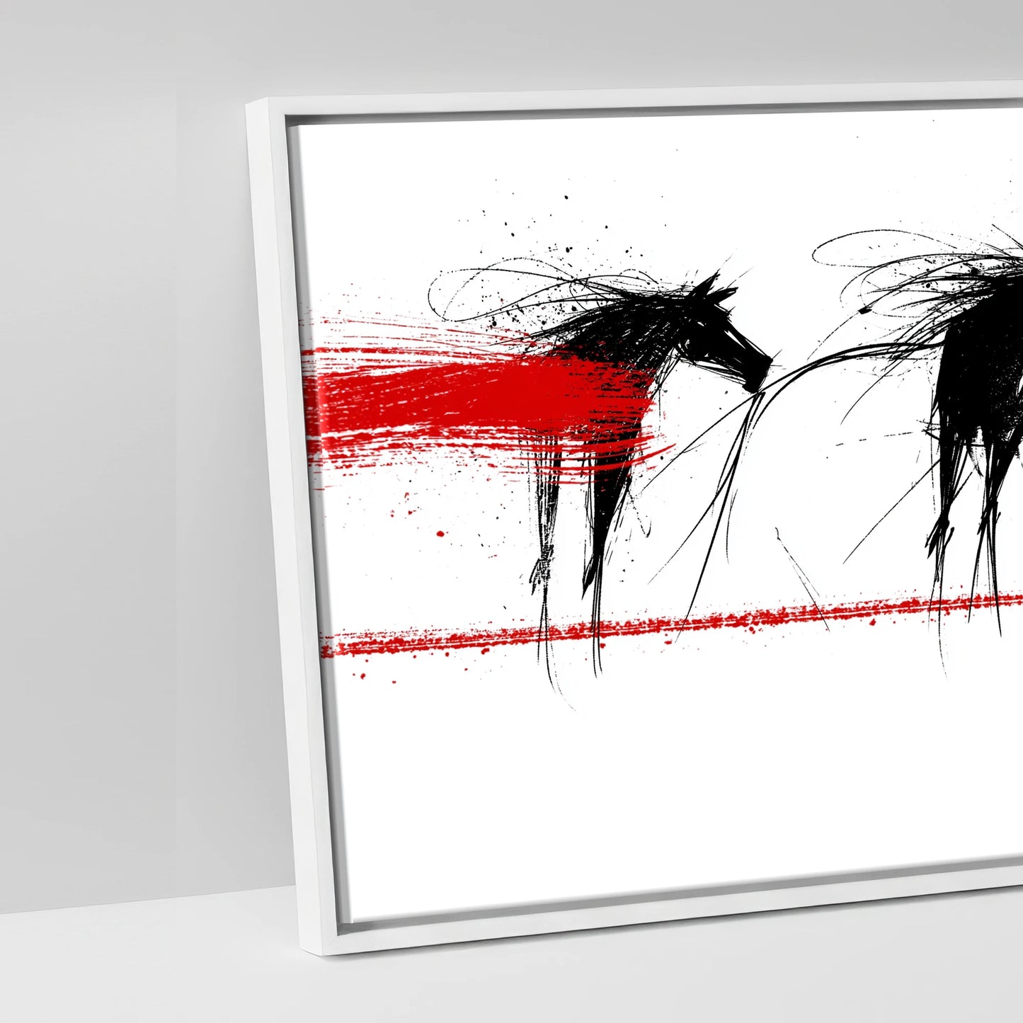 The Crimson Line - artwork detail in a white float frame