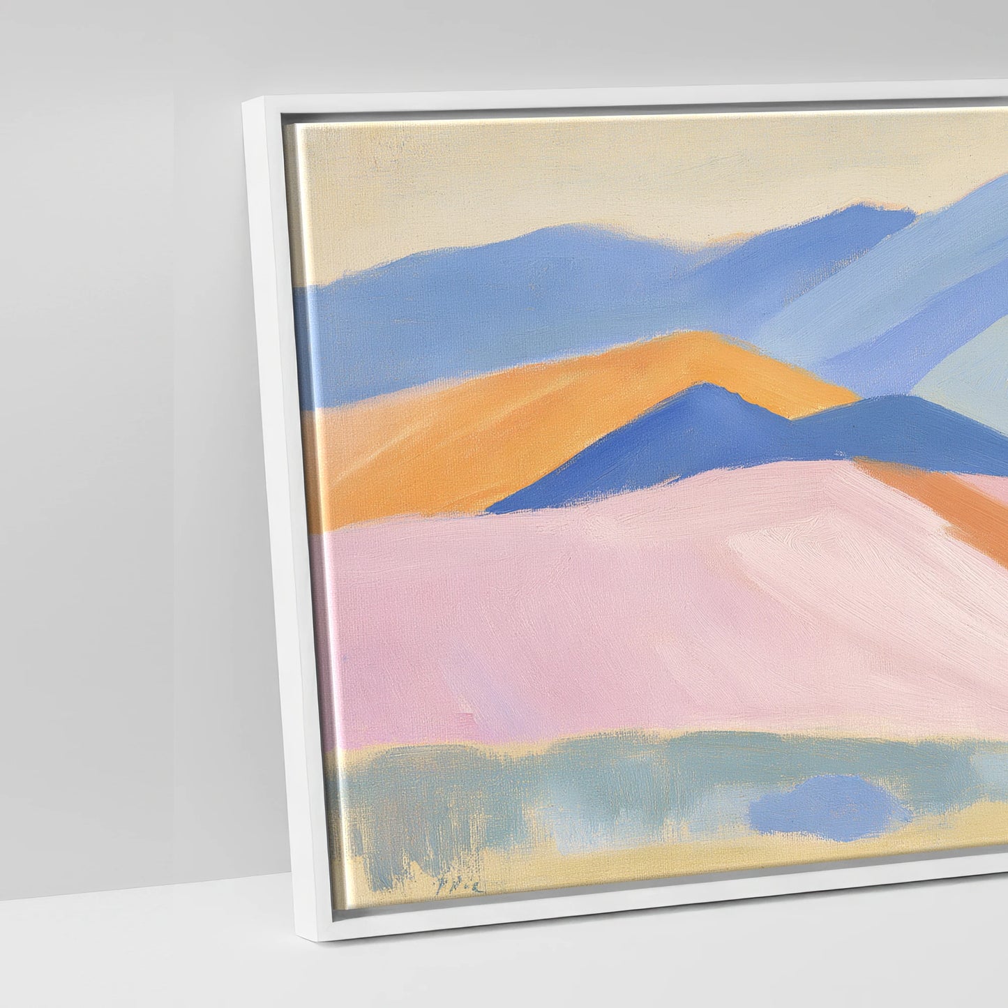Lavender Mountain Horizon - artwork detail in a white float frame