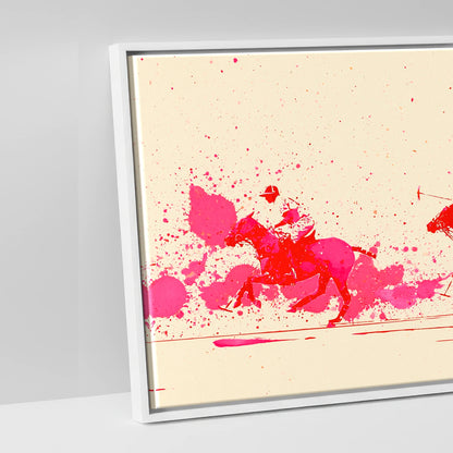 Vivid Polo Pursuit - artwork detail in a white float frame