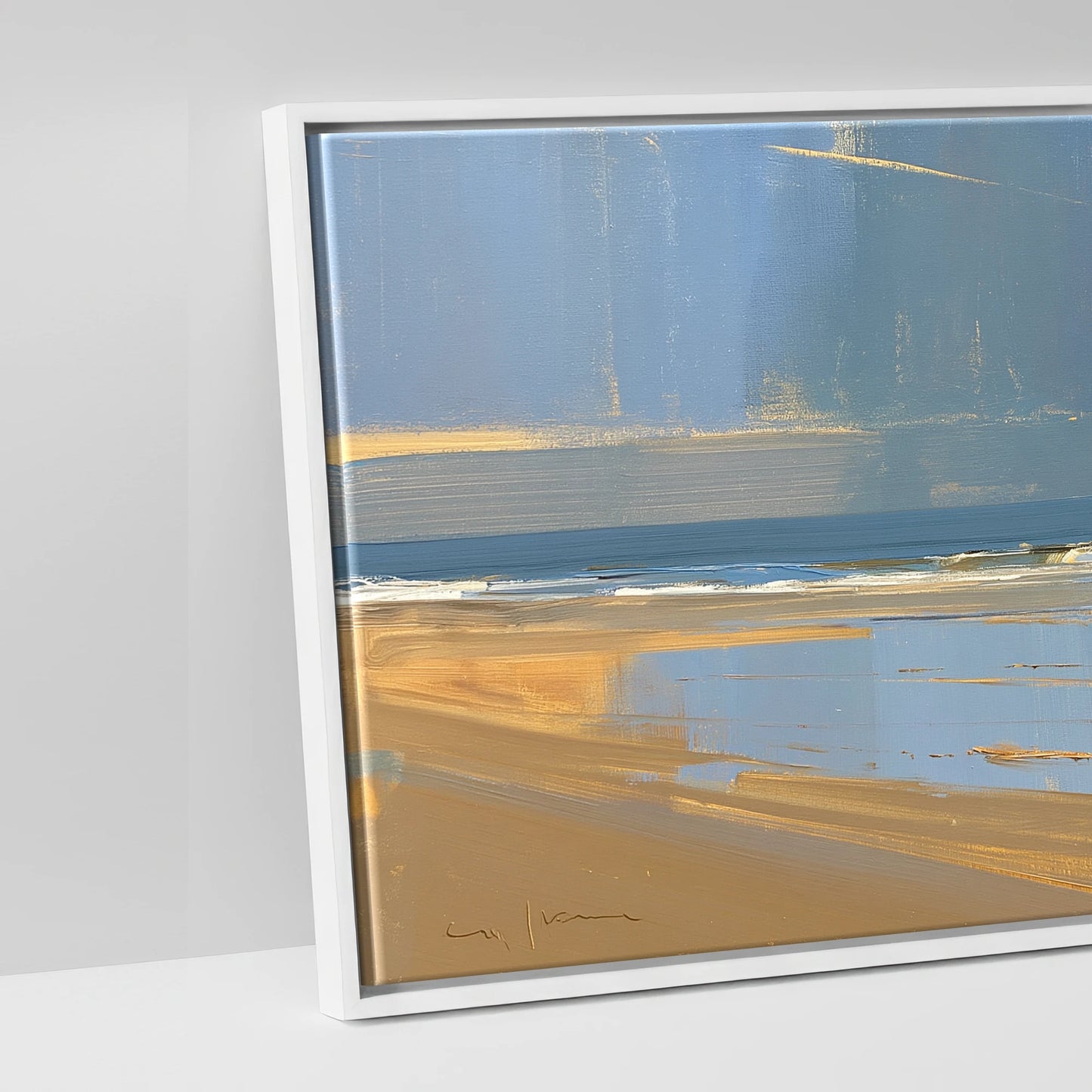The Coastal String - artwork detail in a white float frame