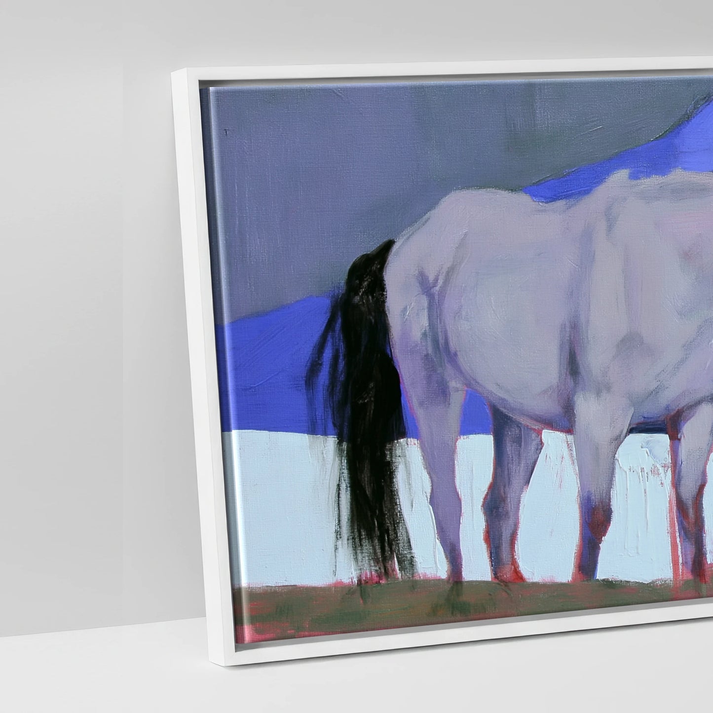 Cobalt and Shadow - artwork detail in a white float frame