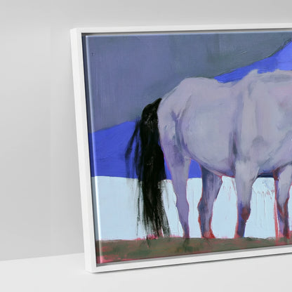 Cobalt and Shadow - artwork detail in a white float frame