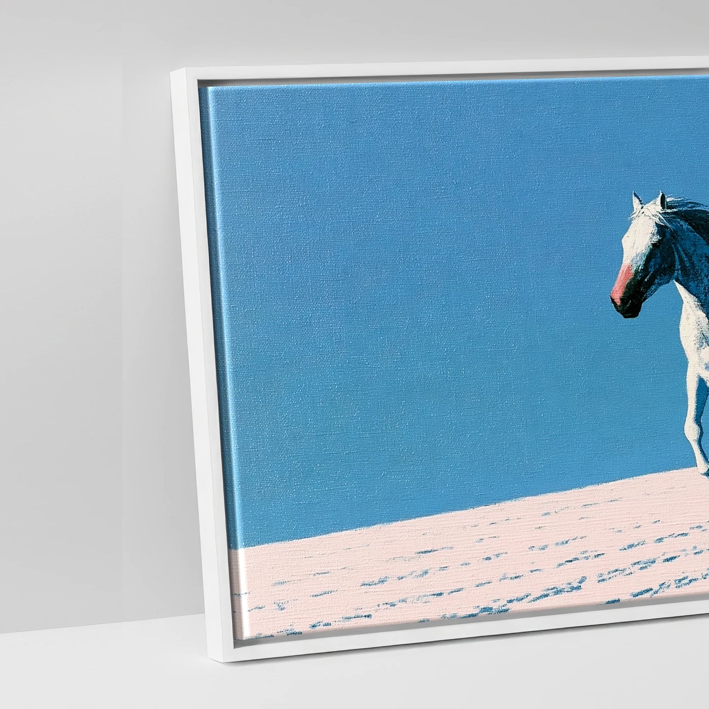 Azure Winter Gallop - artwork detail in a white float frame