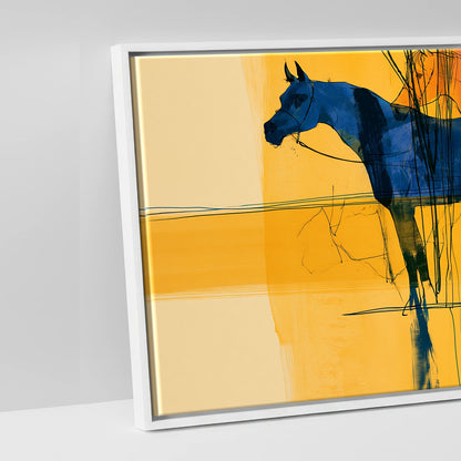 Cobalt and Gold Mirage - artwork detail in a white float frame