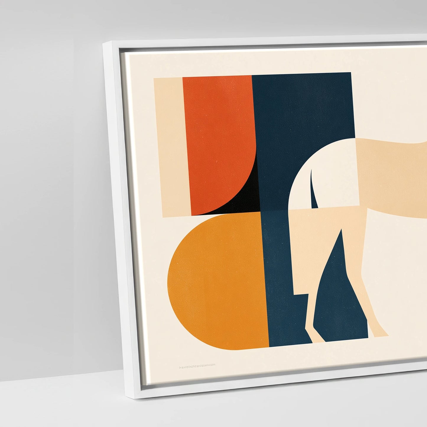 Abstract Equine Geometry - artwork detail in a white float frame