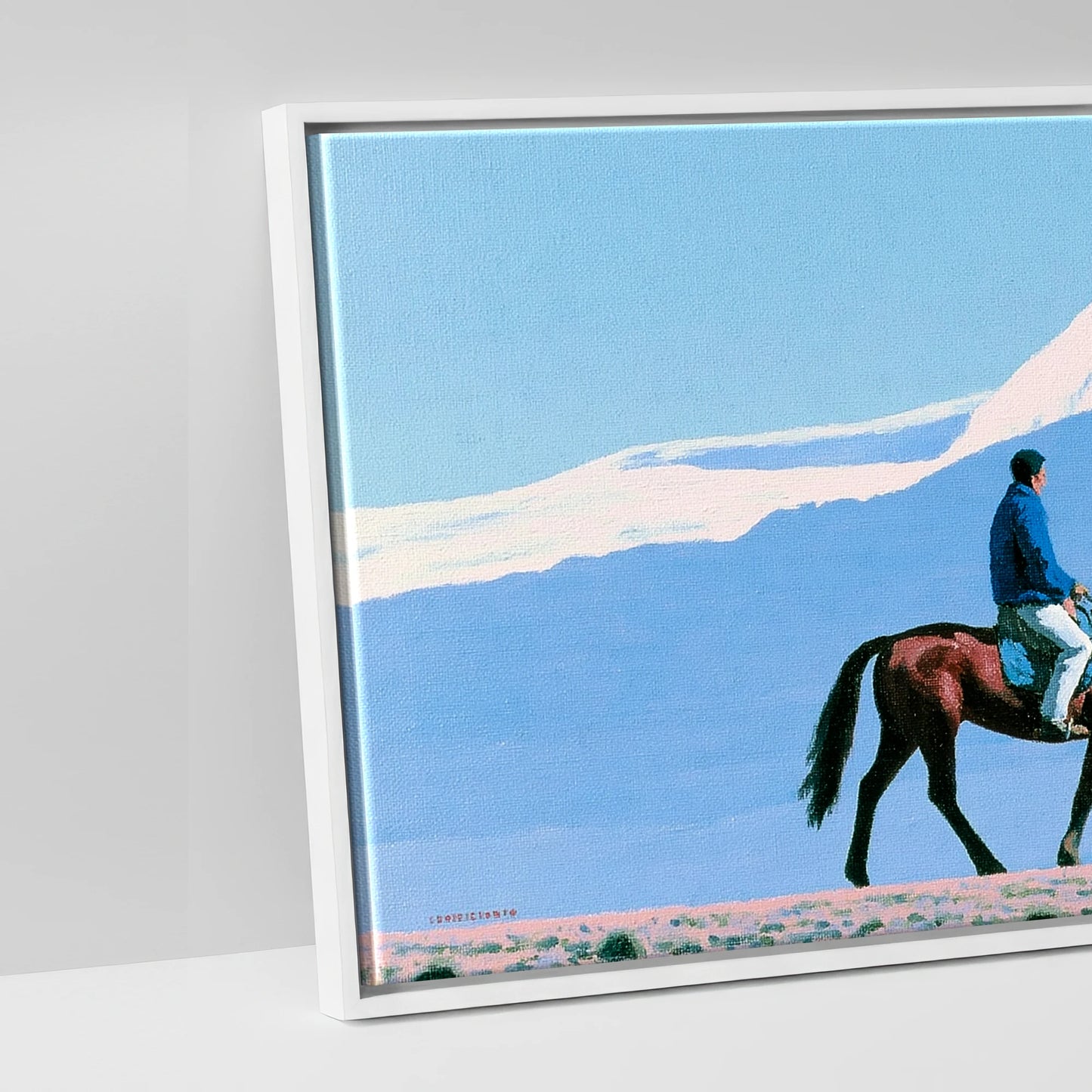 Beneath Vast Peaks - artwork detail in a white float frame