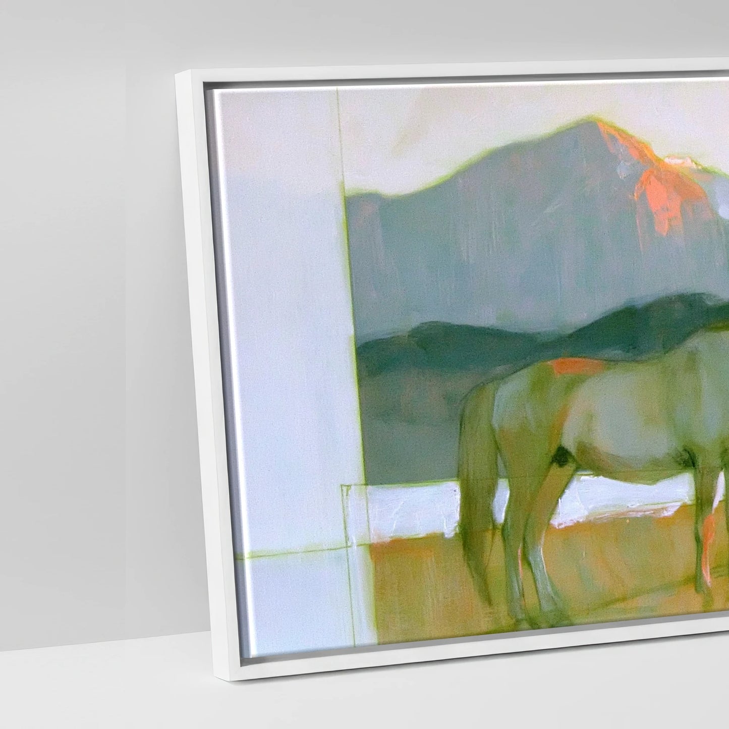 Pastel Mountain Light - artwork detail in a white float frame