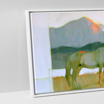 Pastel Mountain Light - artwork detail in a white float frame