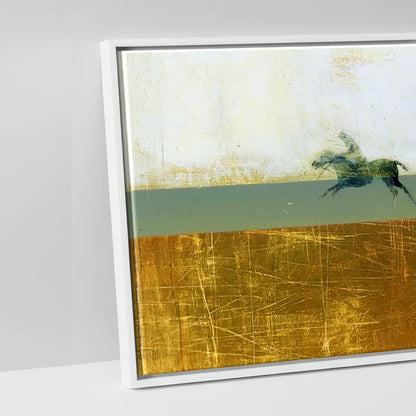 Pursuit in Gold - artwork detail in a white float frame