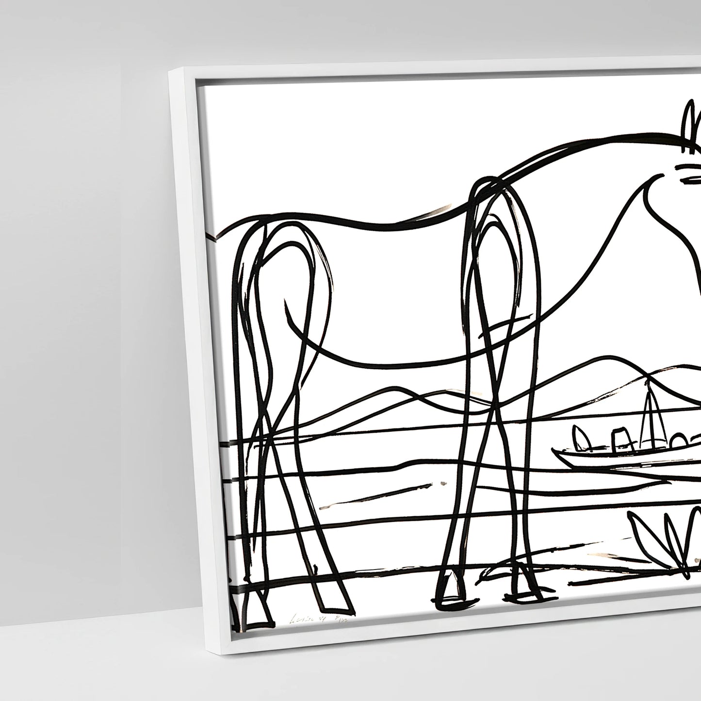 Equine Coastal Rhythm - artwork detail in a white float frame