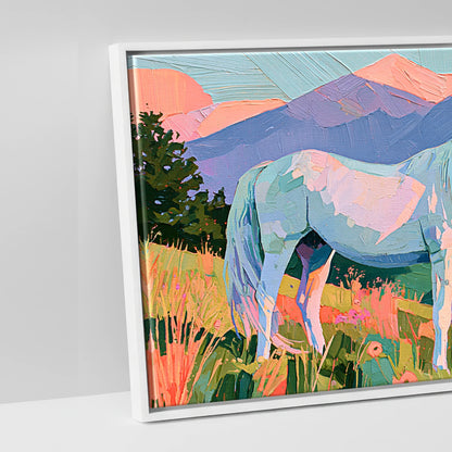 Vibrant Alpine Dawn - artwork detail in a white float frame