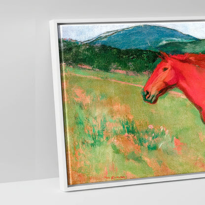 The Crimson Gallop - artwork detail in a white float frame