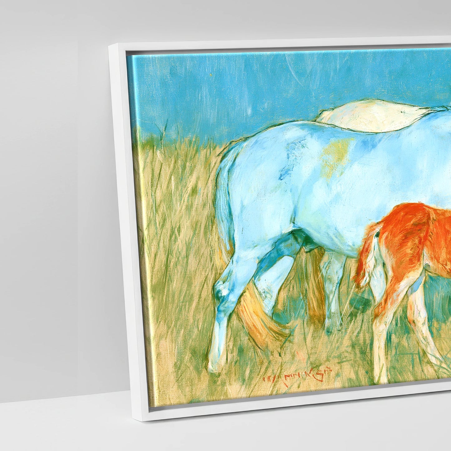 Vibrant Pasture Herd - artwork detail in a white float frame