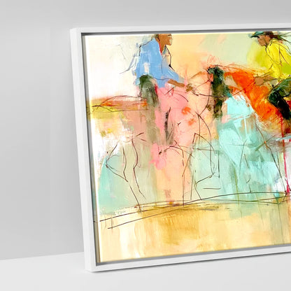 The Vibrant Canter - artwork detail in a white float frame