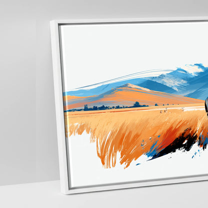 Painted Plains - artwork detail in a white float frame