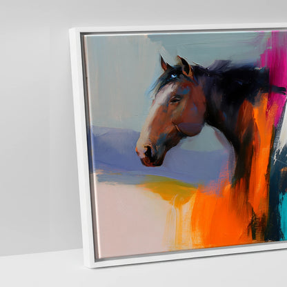 Vivid Equine Horizon - artwork detail in a white float frame