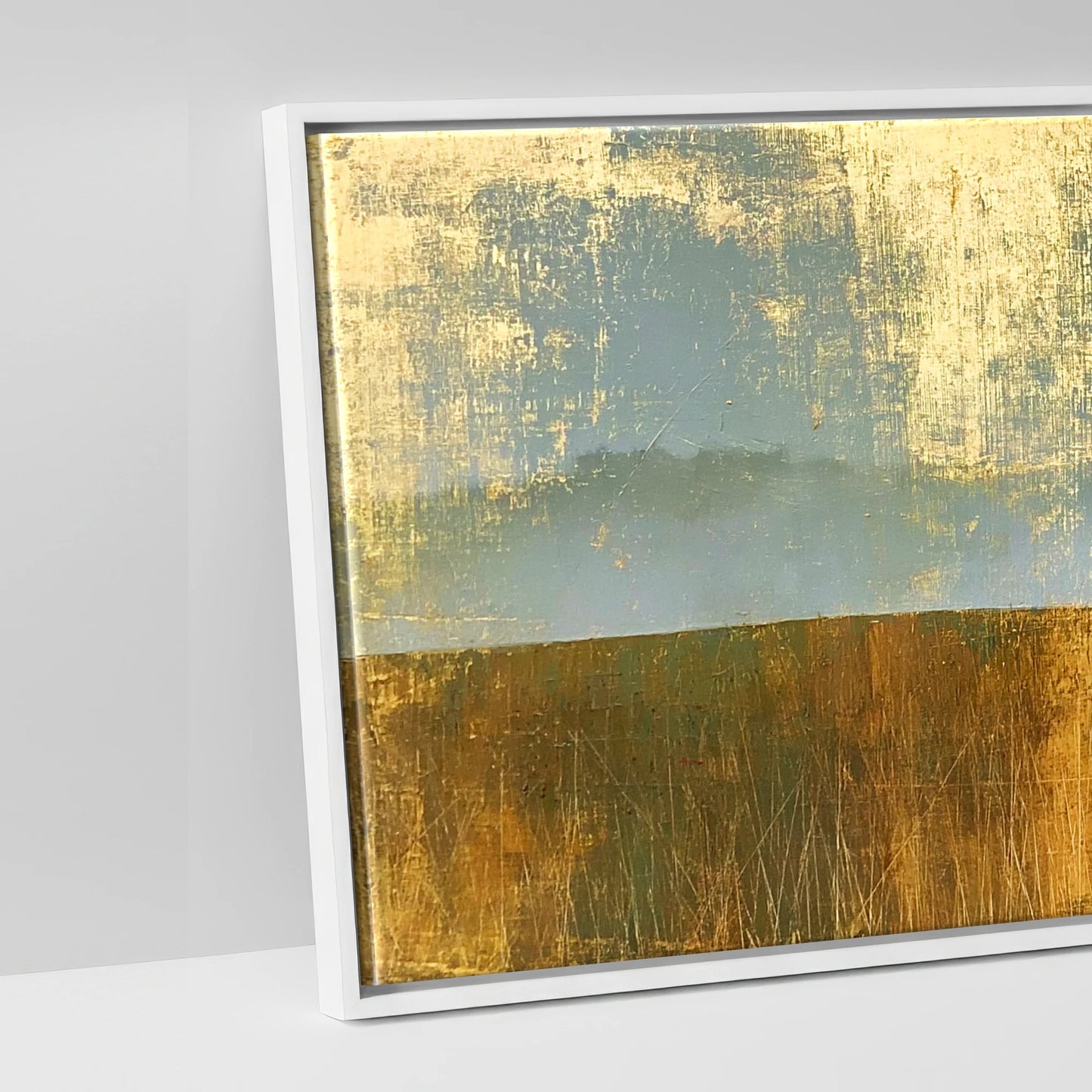 Gilded Horizon - artwork detail in a white float frame