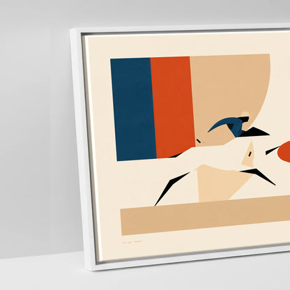 Retro Polo Pursuit - artwork detail in a white float frame