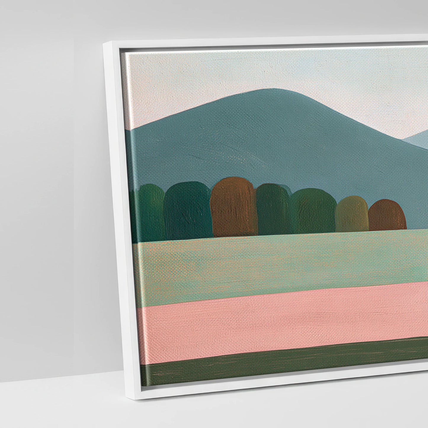Minimalist Earthy Equine - artwork detail in a white float frame