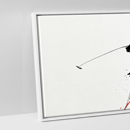 Crimson Polo Pursuit - artwork detail in a white float frame