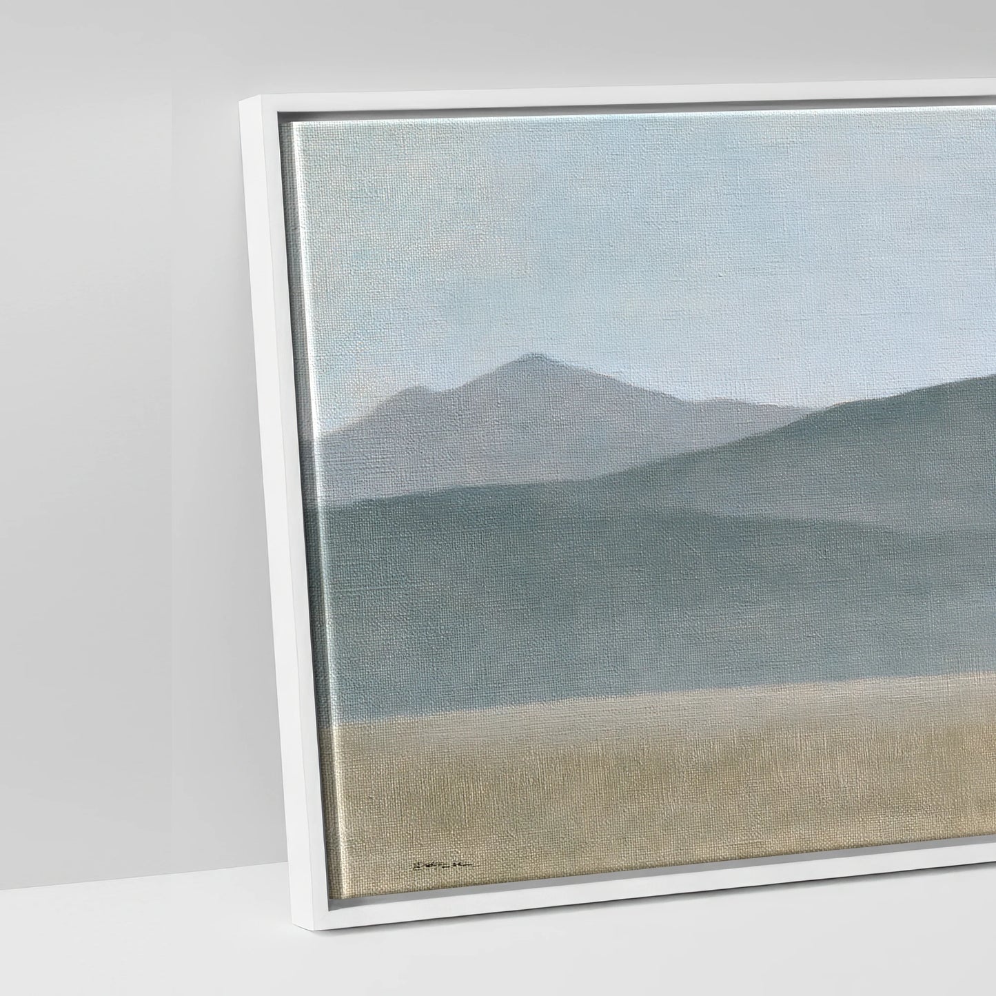 Stoic Grey in Slate - artwork detail in a white float frame