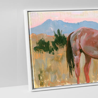 Pastel Mountain Morning - artwork detail in a white float frame