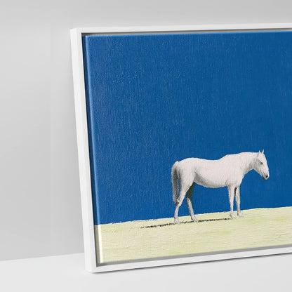 Solitude in Blue - artwork detail in a white float frame