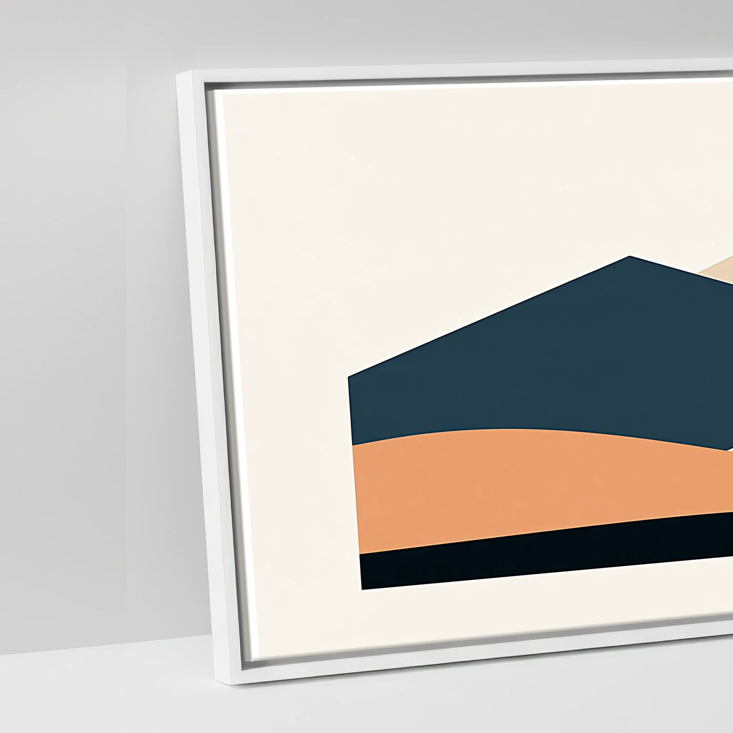 Geometric Equine Horizon - artwork detail in a white float frame