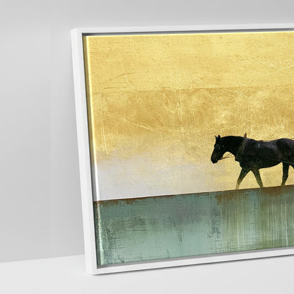 The Golden Drive - artwork detail in a white float frame