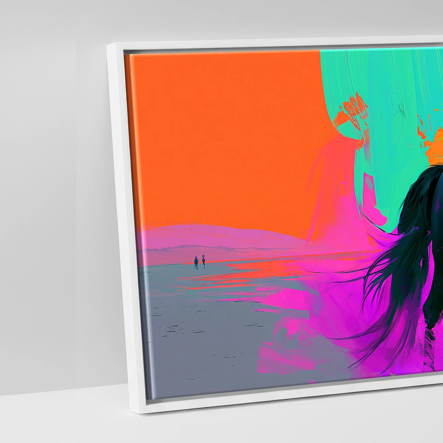 Electric Equine Horizon - artwork detail in a white float frame