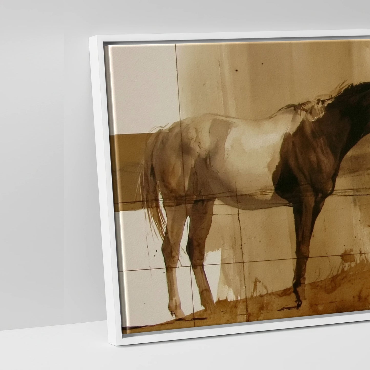 Sepia Horizon - artwork detail in a white float frame