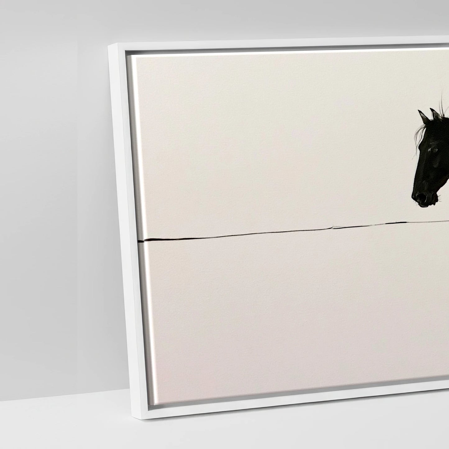 Equine Ink Horizon - artwork detail in a white float frame