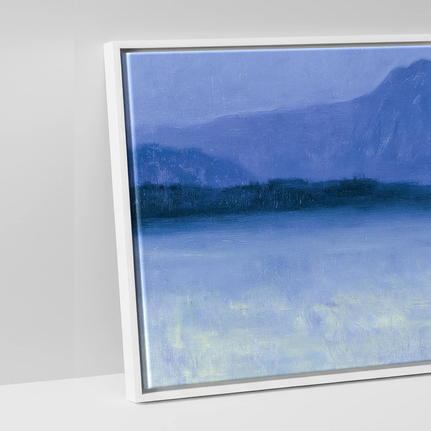 Solitary Grey Under Moonlight - artwork detail in a white float frame