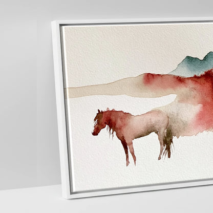 Crimson Ridge Horizon - artwork detail in a white float frame