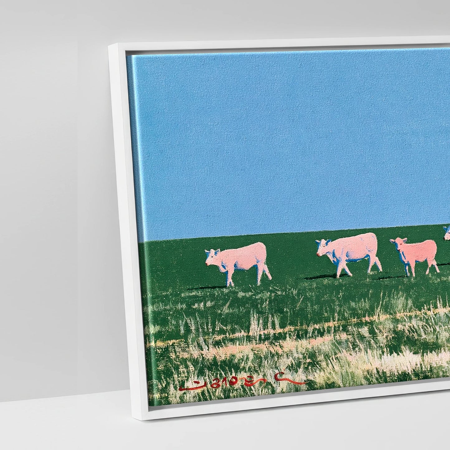Big Sky Drover - artwork detail in a white float frame