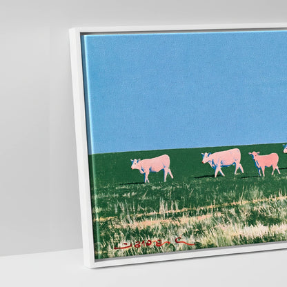 Big Sky Drover - artwork detail in a white float frame
