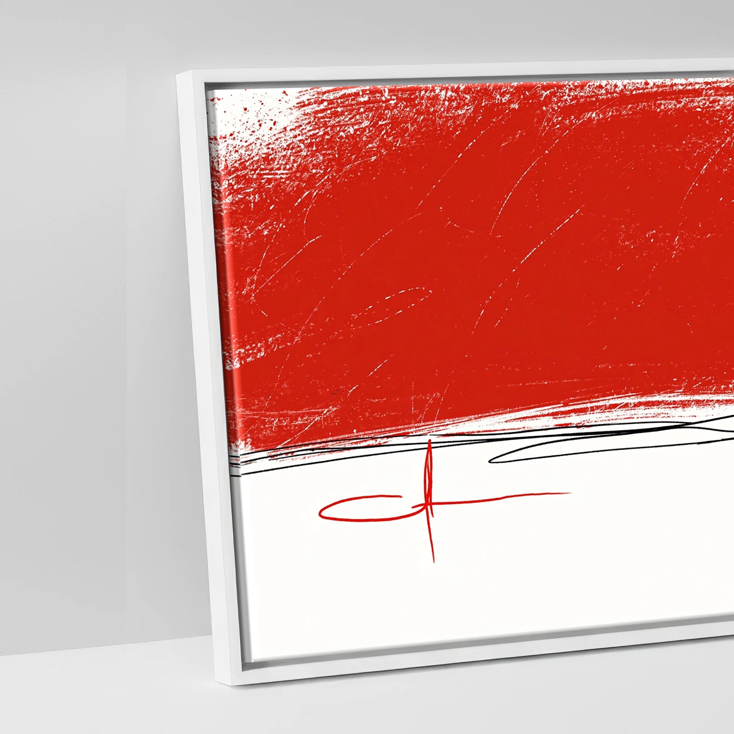 Crimson Horizon Herd - artwork detail in a white float frame