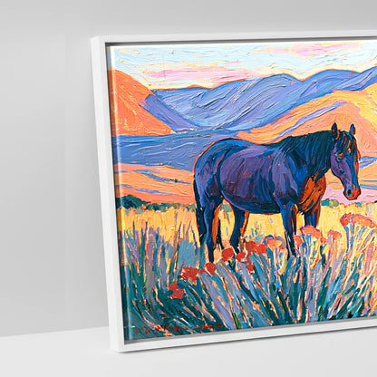 Vibrant Mountain Pasture - artwork detail in a white float frame